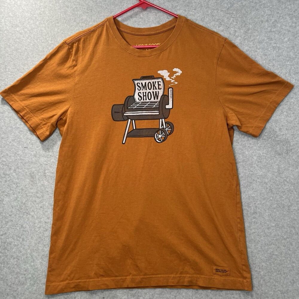 Life is Good Men Short Sleeve Crusher T Smoke Show Orange Medium